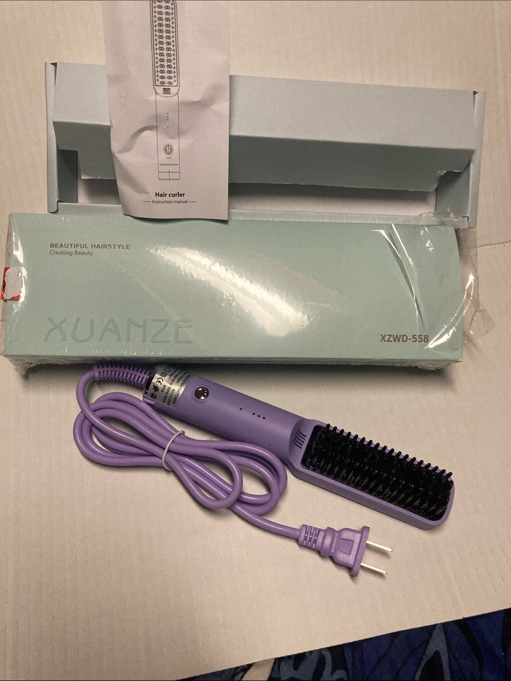 Xuanze Purple Heated Hair Straightening Brush for Women
